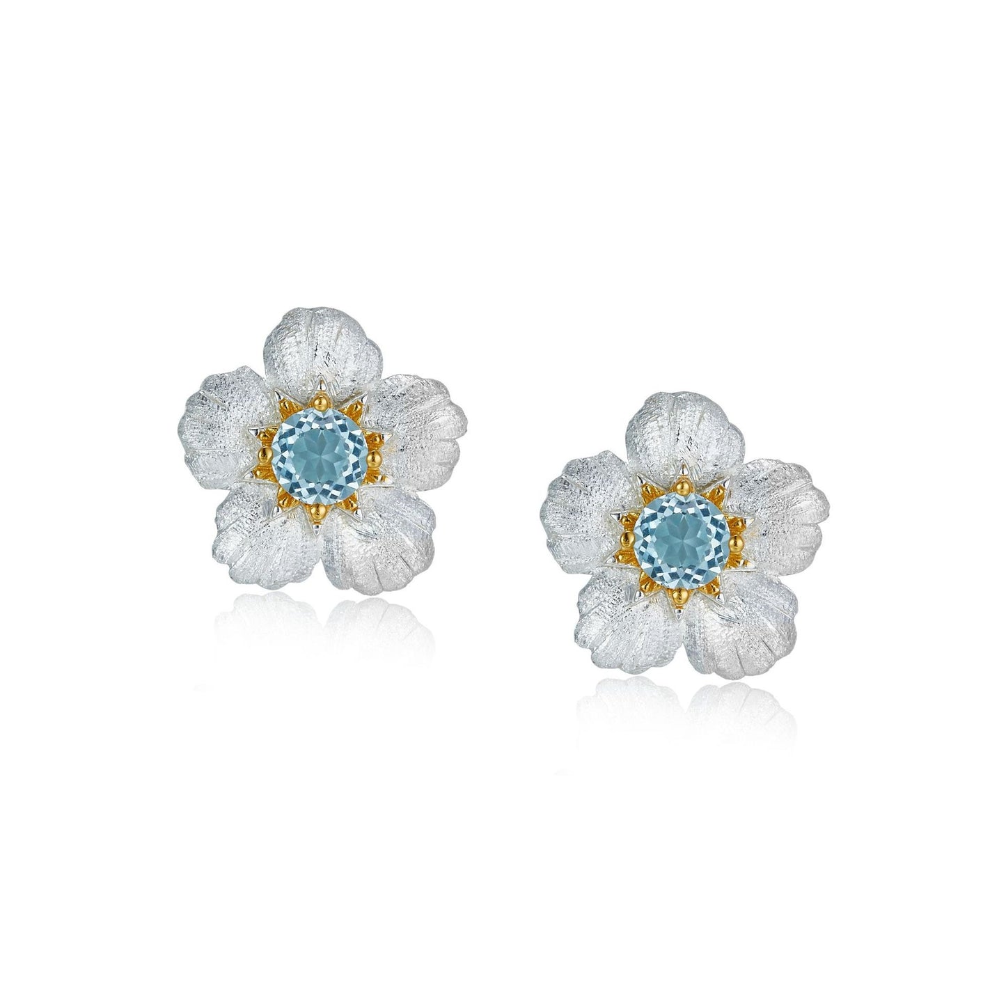 KFG Jewllery S925 Sterling Silver Inlaid Natural Topaz Women's Stud Earrings | French Earrings | Sterling Silver Earrings for Girls