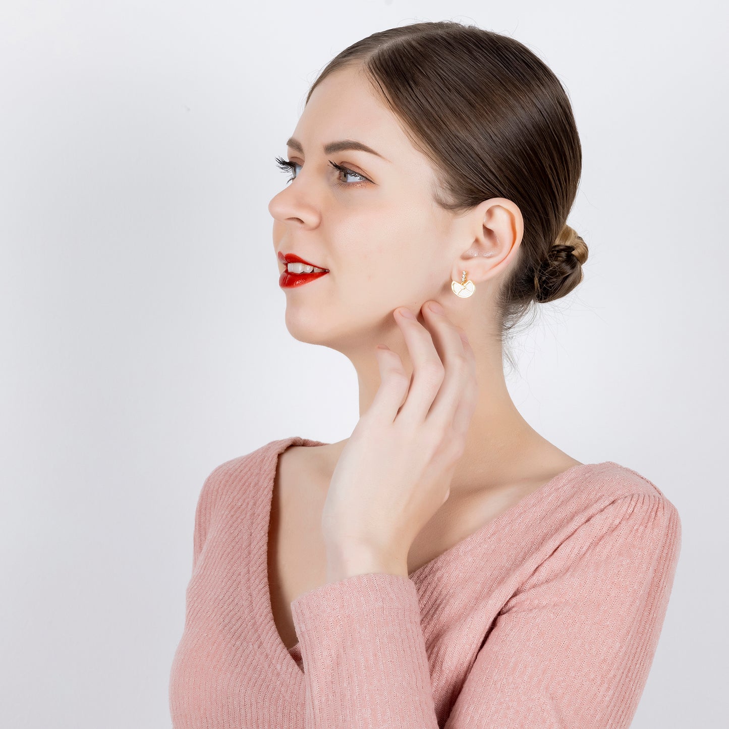 Lotus Leaf Earring with Mother of Pearl in Sterling Silver